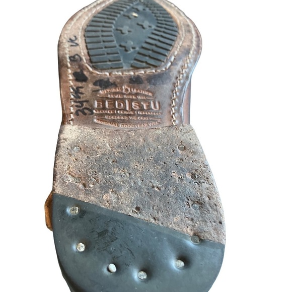 Bed Stu Leather Dipper Ankle Bootie Rust Fringe Size 6 - Picture 9 of 10